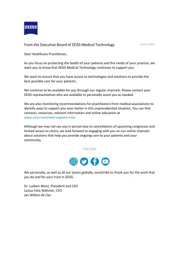 From the Executive Board of ZEISS Medical Technology