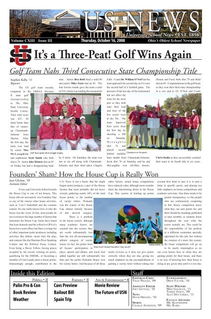 It's a Three-Peat! Golf Wins Again Ohio's Oldest ... - University School