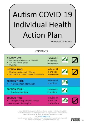 2.0 Universal Autism COVID-19 Individual Health Action Plan 