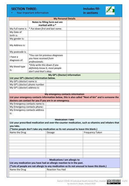 2.0 Universal Autism COVID-19 Individual Health Action Plan 