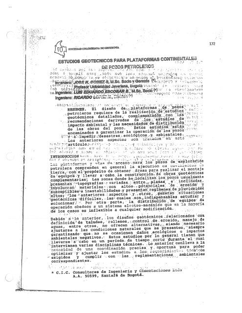 Estudios Geotecnicos para Plataformas Continentales de Pozos Petroleros, 1994