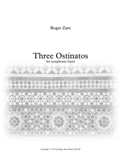 Three Ostinatos for wind ensemble score 9x12 - Full Score cover art