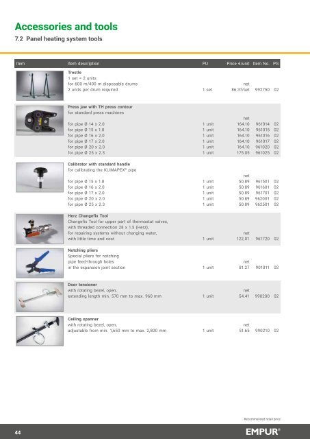 Pricelist 2021/2022