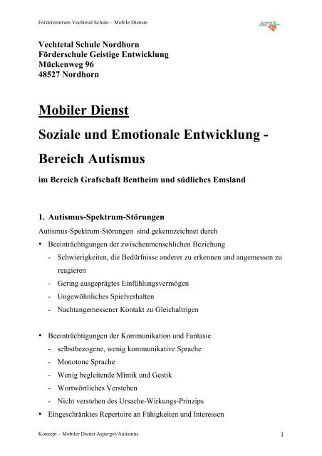 Mobiler Dienst Soziale und Emotionale Entwicklung - Vechtetalschule