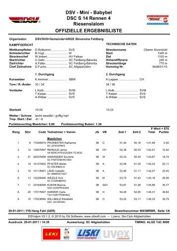 Mini - Babybel DSC S 14 Rennen 4 Riesenslalom ... - Ski in Stuttgart