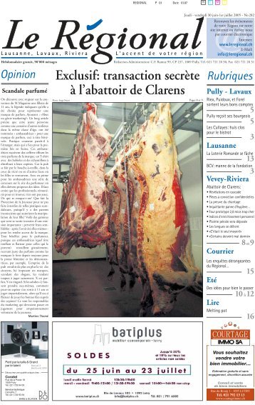 Exclusif: transaction secrète à l'abattoir de Clarens - Le Régional