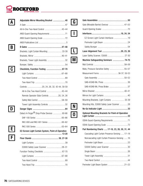 Rockford Systems Safeguarding Devices Catalog