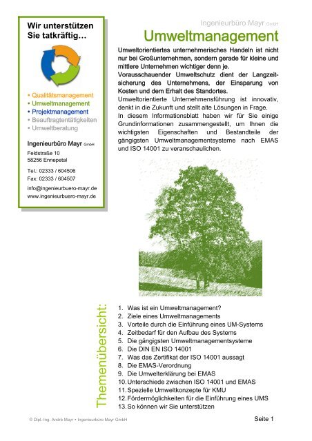 Umweltmanagement- systeme - Ingenieurbüro Mayr GmbH