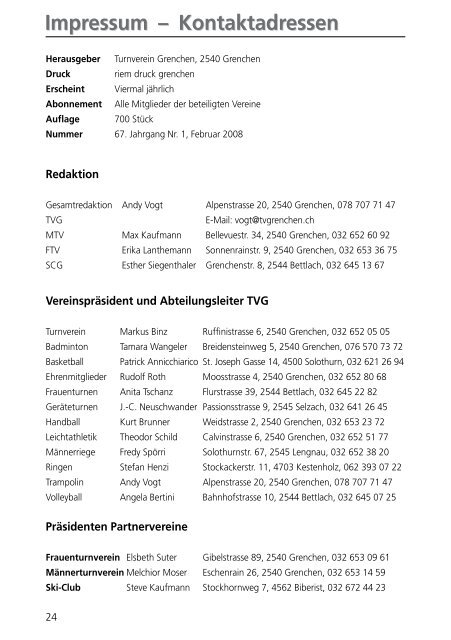 Männerturnverein - Turnverein Grenchen