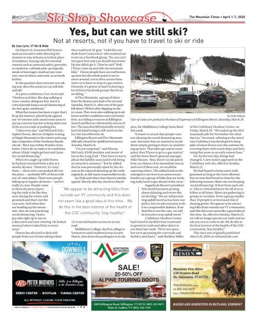 Mountain Times - Volume 49, Number 14: April 1-7, 2020