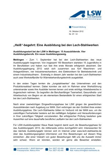 „Heiß“-begehrt - LSW Lech Stahlwerke GmbH
