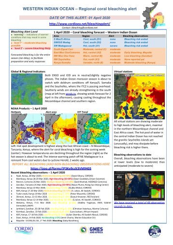 WIO bleaching alert-20-04-01