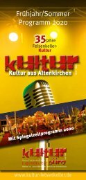 Felsenkeller Kulturprogramm 1/2020