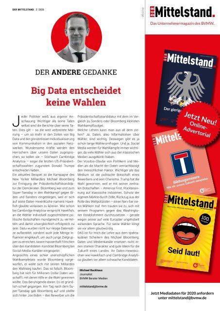 Der Mittelstand. Das Unternehmermagazin - 02/2020 | April / Mai 2020 - Bedrohter Handel