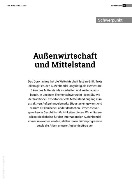 Der Mittelstand. Das Unternehmermagazin - 02/2020 | April / Mai 2020 - Bedrohter Handel