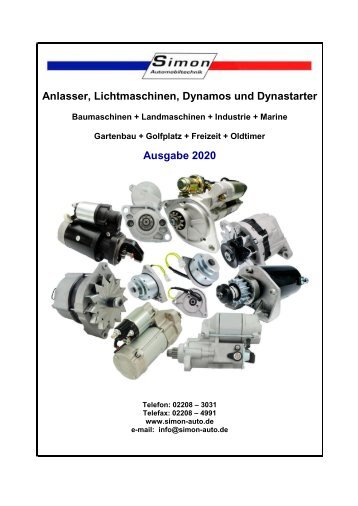 Katalog 2020 - Anlasser Lichtmaschinen Dynamos und Dynastarter