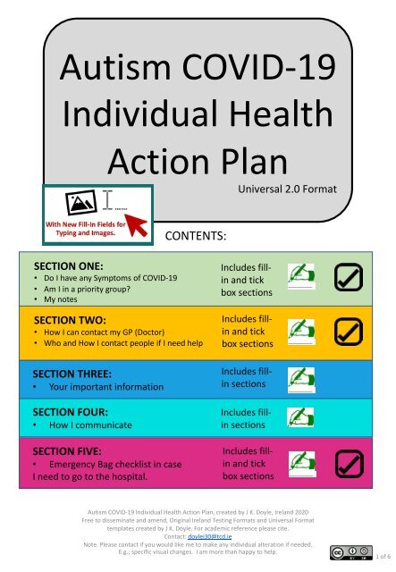 FILL-IN VERSION WITH SPACES FOR TYPING AND IMAGES Universal 2.0 Autism COVID-19 Individual Health Action Plan 