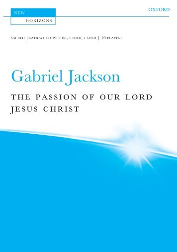 Jackson The Passion of Our Lord Jesus Christ vocal score 