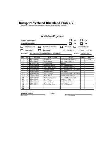 Radsport-Verband Rheinland-Pfalz eV - RSV Sturmvogel eV