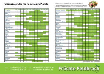 Saisonkalender für Gemüse und Salate