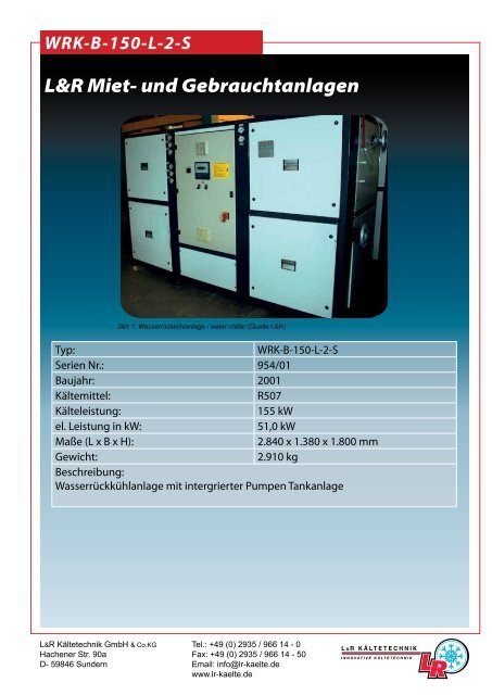 L&R Miet- und Gebrauchtanlagen - L&R Kältetechnik GmbH & Co. KG