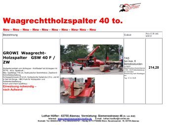 pro Tag 23,80 - Maschinenverleih Höfler