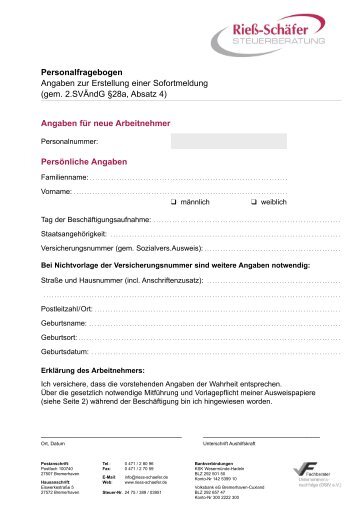 Sofortmeldung Arbeitnehmer