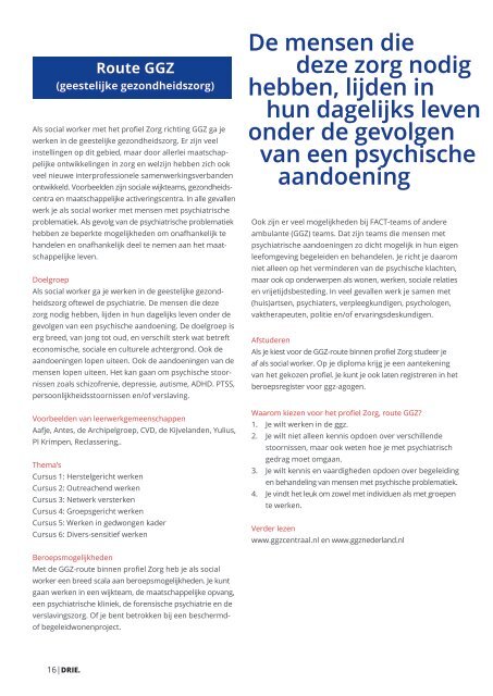 Magazine DRIE profielkeuze Social Work