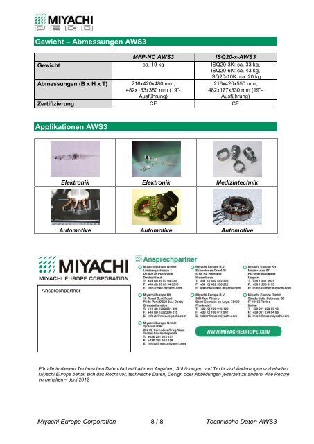 Technical Data Sheet - Miyachi Europe