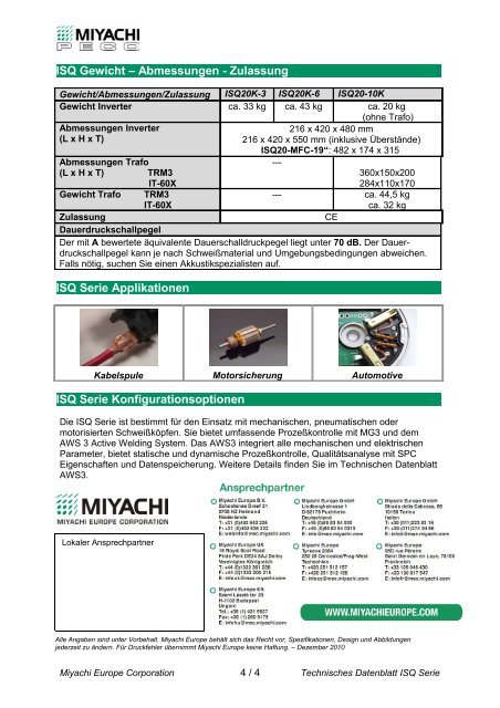 Hochfrequenz Stromquelle ISQ Serie - Miyachi Europe