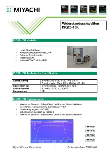 Widerstandsschweißen ISQ20-10K - Miyachi Europe