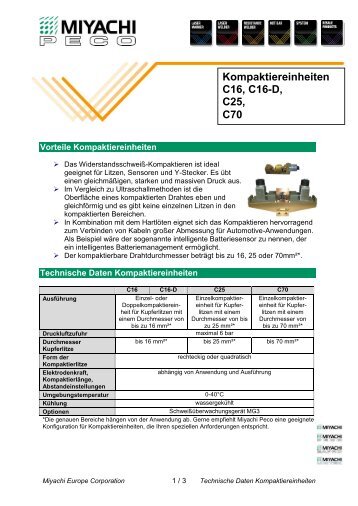 Technical Data Sheet - Miyachi Europe