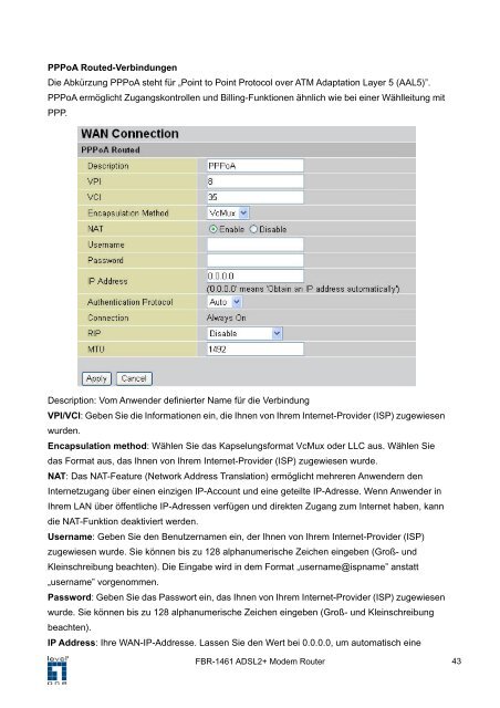 FBR-1461 ADSL2/2+ Modem Router 1W 4L QoS ... - Jacob Elektronik