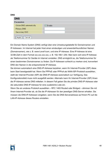 FBR-1461 ADSL2/2+ Modem Router 1W 4L QoS ... - Jacob Elektronik