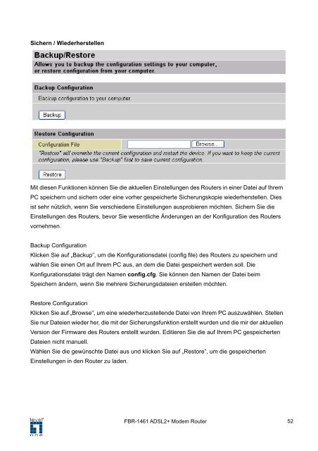 FBR-1461 ADSL2/2+ Modem Router 1W 4L QoS ... - Jacob Elektronik