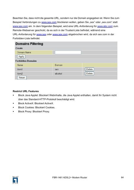 FBR-1461 ADSL2/2+ Modem Router 1W 4L QoS ... - Jacob Elektronik