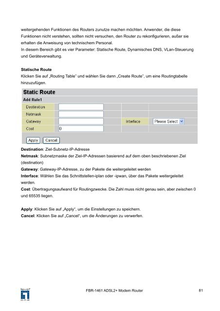 FBR-1461 ADSL2/2+ Modem Router 1W 4L QoS ... - Jacob Elektronik