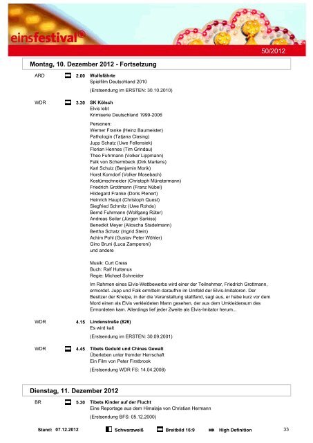 Programmwoche 50/2012 - Das Programm der ARD