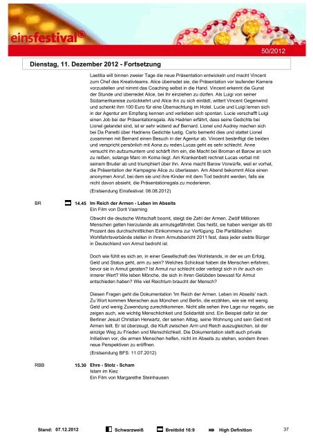 Programmwoche 50/2012 - Das Programm der ARD