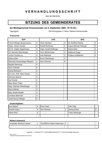 SITZUNG DES GEMEINDERATES - Marktgemeinde Kremsmünster