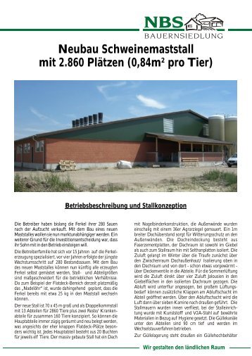 0,84m² pro Tier - Norddeutsche Bauernsiedlung GmbH