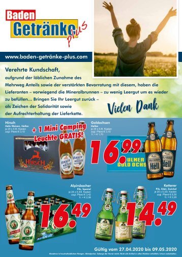 Baden Getränke Plus April 2020