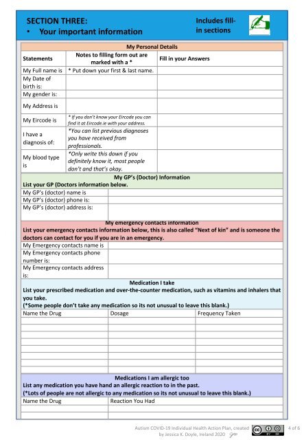 Ireland Testing Format 2.0   FILL-IN VERSION WITH SPACES FOR TYPING AND IMAGES Autism COVID-19 Individual Health Action Plan