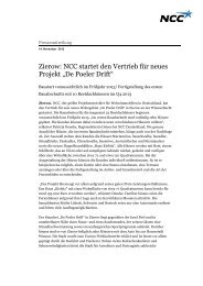 Zierow: NCC startet den Vertrieb  f