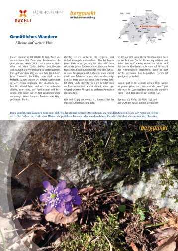 Tourentipp 04.2020 – Gemütliches Wandern