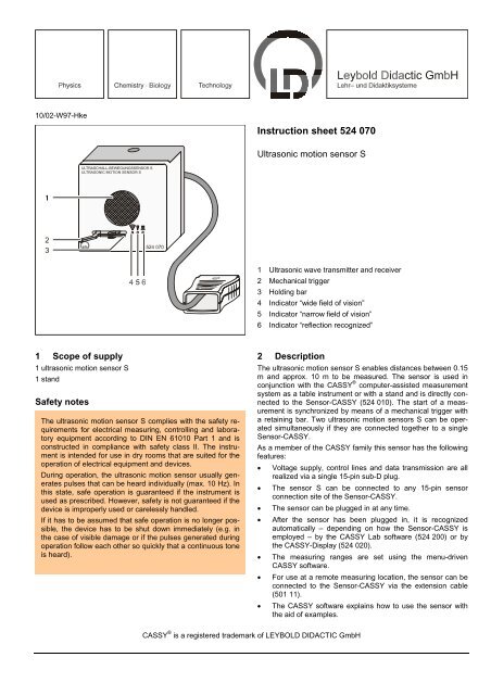 Instruction sheet 524 070 - LD DIDACTIC