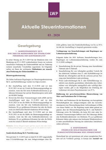 Steuerinfobrief März 2020