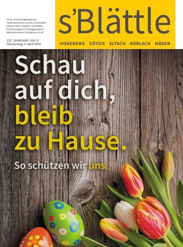 s'Blättle Nr. 15 - Do, 9. April 2020