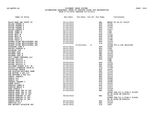 Qtr Index Parties - Flight Standards Service - Civil Aviation Registry