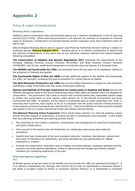 St Mary Redcliffe Ecological Impact Assessment 